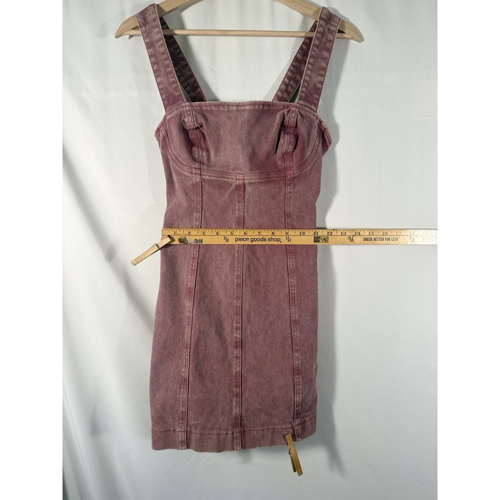 Urban Outfitters Golden Hour Structured Open Back Mauve Denim Mini Dress Women S - Picture 7 of 10